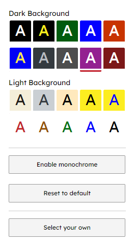 Colour contrasts to help reading